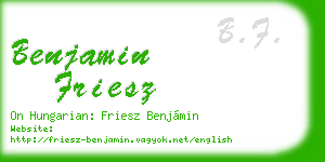 benjamin friesz business card
